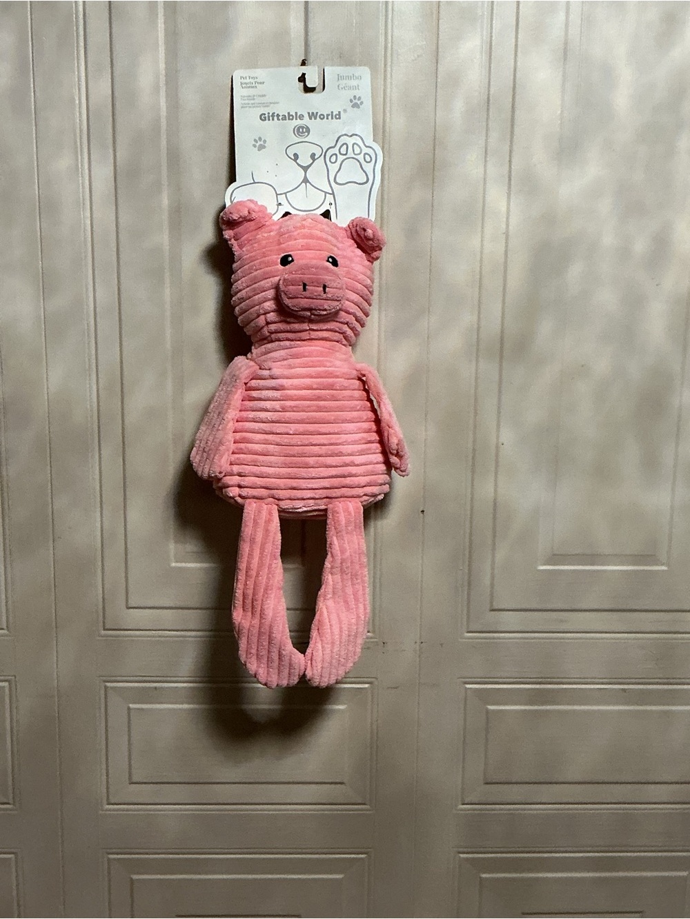 Giftable World  Pig 18” Pet Plush Chew Toy Striped Corduroy with Squeaker  ”